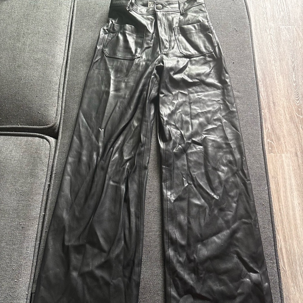 Zara Black Faux Leather Trousers
